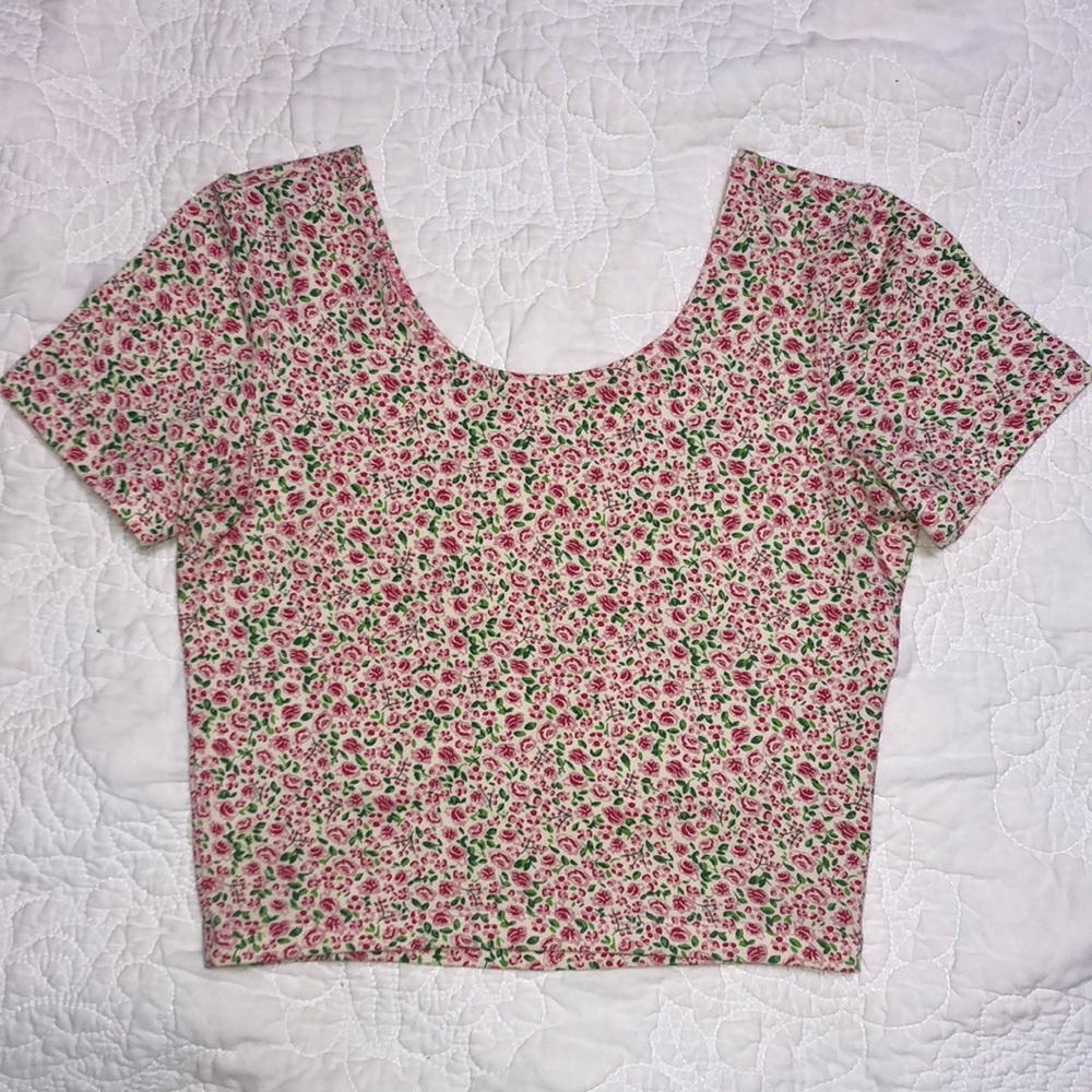American Apparel Pink Floral Crop Top